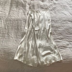 Zara champagne midi silk skirt